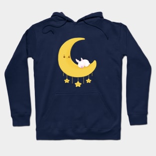 Cute Moon Rabbit Cartoon Illustration Hoodie